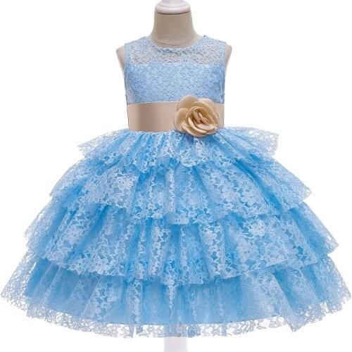 Baby Girl Clothes Flower Bow Lace for 5-12 Years Dress Kids Girls Birthday Toddler Birthday Party Princess Baptism Dress
