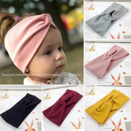 1 PCS Solid Color Baby Headband Girls Twisted Knotted Soft ElasticHair Band Baby Girls Headbands Large Size Hair Accessories