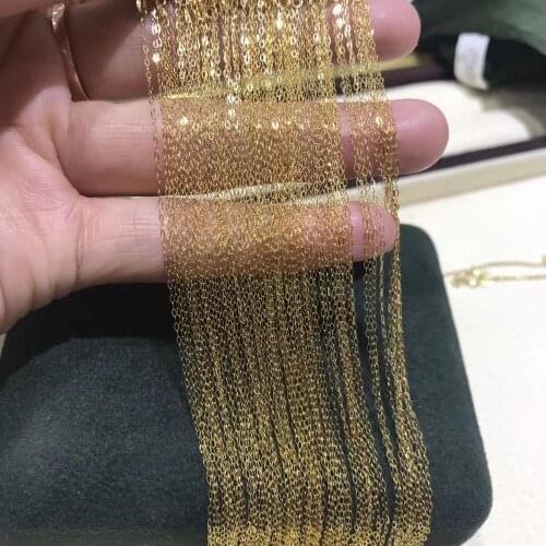 HOT CHEAP NICE QUALITY 45cm 18K Yellow Gold Necklace Chain AU750 Jewelry Nice Womens Gift