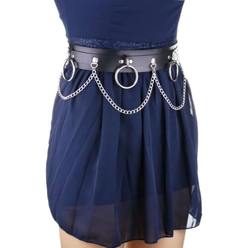 Punk Waist Chain Belt Leather Rave Body Jewelry for Women and Girls Nightclub Festival Gothic Accessories