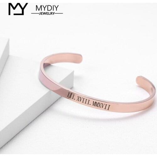 Personalized Bracelet Friendship Bracelet for Women Bridesmaid Gift Custom Cuff Graduation Gift Sister Bracelet Rose Gold Bangle