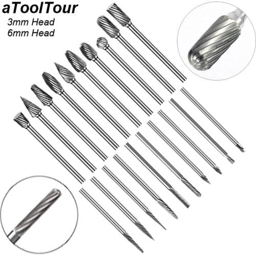 3mm Shank Rotary Burr Rasp File Carving Grinder Abrasive Tools Tungsten Carbide Burr Alloy Bits Milling Cutter for Metal Wook
