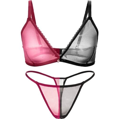 Sexy summer bikini thong wire free bra set plus size womens underwear lingerie bra+V-string 2pcs/set CYHWR