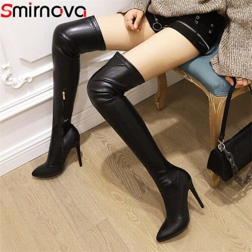 Smirnova 2021 Hot Sale Over The Knee Boots Women Sexy Thin High Heels Party Nightclub Shoes Zip Slim Autumn Long Boots Women