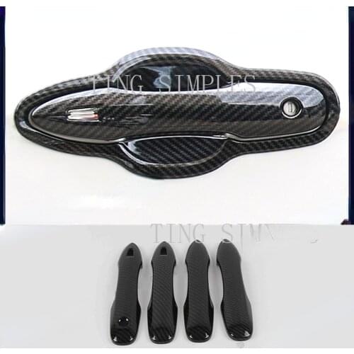 Carbon Fiber Abs Car Door Handle Trims for toyota camry 2019 2020 2018 70 v70 xv70 accessories sport edition abs chrome