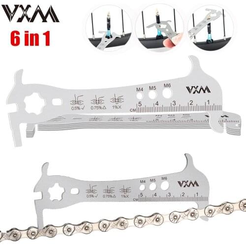 VXM 6 in 1 Bike Chain Checker Wear Indicator Hook 8 9 10 11 Speeds Bicycle Repair Tools Chain Checker Wear Indicator Stainless