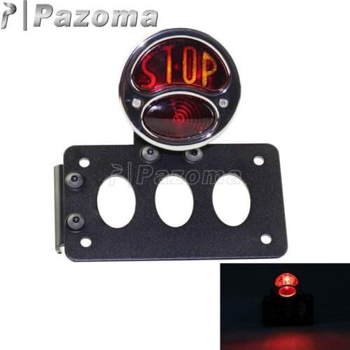 Motorcycle "STOP" Brake Tail Lamp 2.6" Round Motor Side Mount Rear Light For Harley Davidson Bikes 20mm