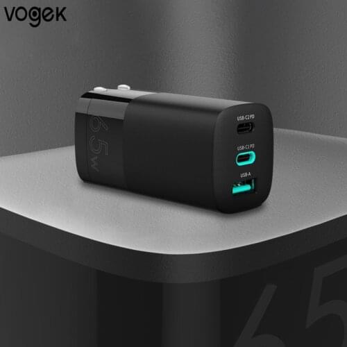 Vogek 65W GaN Charger Quick Charge 3.0 Fast Charging Power Adapter USB Type-C Output Portable Charger For IPad Macbook IPhone