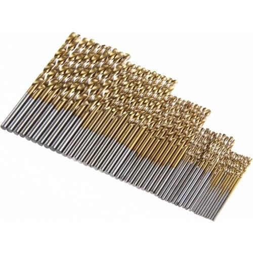 ZENHOSIT 50PCS Titanium Coated Twist Drill Bit Set 1/1.5/2/2.5/3mm Mini HSS Wood Drilling Metalworking Power Tool For Metal
