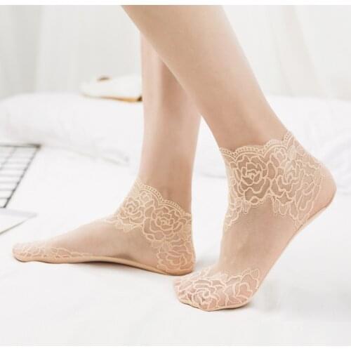 Women Printing Fishnet Ankle Transparent Socks Lady Spring Summer Girl Female Sexy Fashion Lace Fish Net Short Sock Mesh Hosiery