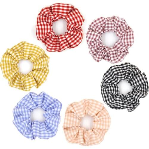 Furling Girl 1PC Cloth Fabric Plaid Elastic Hair Bands Women Hair Scrunchies Lattice Printing Hair Accessories