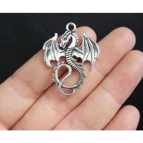 10Pcs Antique Silver Dragon Charm Pendant Jewelry Findings
