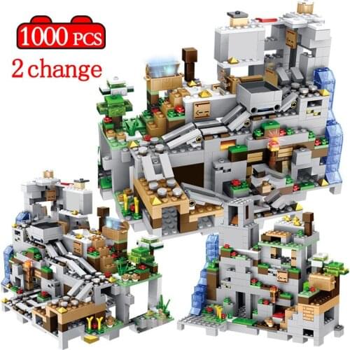 1000pcs The Mountain Cave SE Set Building Blocks With 15 Figures Compatible My World Village Bricks Toys gift For Children