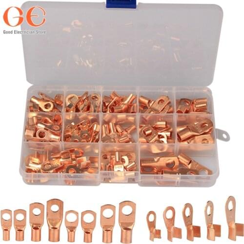 130PCS SC Copper Ring Lug Terminals & OT Wire Terminals Crimped/Soldered Connectors Assortment Kit