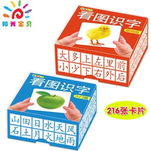 2 boxes/set 216 cards in total Kids Toddlers Babies Chinese Figure Literacy Card Learning Cards Books for children age 3-6