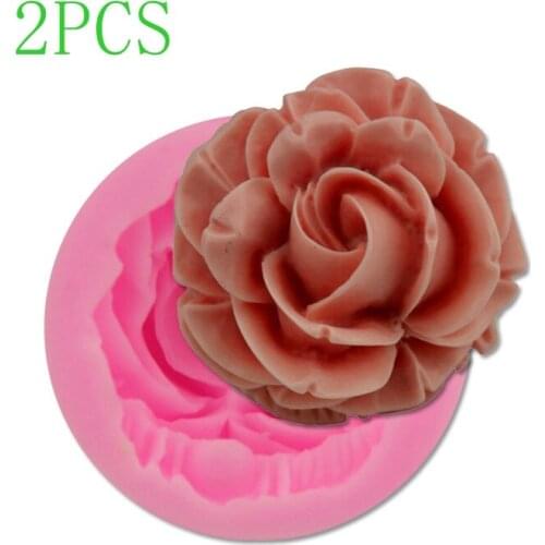 2pcs Silicone Bloom Rose Candle Mold DIY 3D Flower Fondant Soap Molds Handmade Wax Gypsum Mould Form Candles Making Supplies