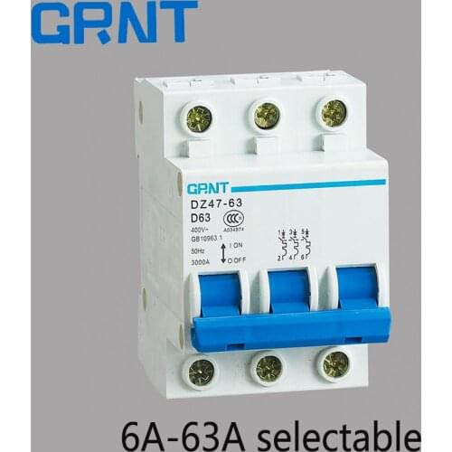 3P 6A-63A AC 400V Circuit breaker MCB D curve 6A 10A 16A 20A 25A 32A 40A 50A 63A
