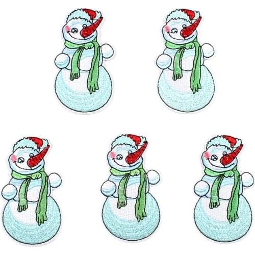5pcs Quality Embroidered Snowman Patch DIY Iron On Chiristmas Stickers Sewing Apparel Pants Coats Jeans Decoration Fabric Badge
