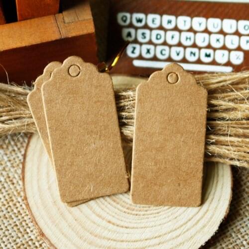 50pcs Kraft Paper Tags 2x4cm Blank Paper Gift Tag Labels Gift Box Paper Bags Wrapping Decoration DIY Craft Cloth Sewing Paper Tag