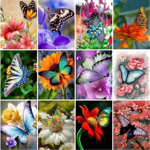 AZQSD 5D Diy Diamond Painting Butterfly Flowers Full Square Drill Diamond Embroidery Animals Sale Mosaic Home Decors Gifts
