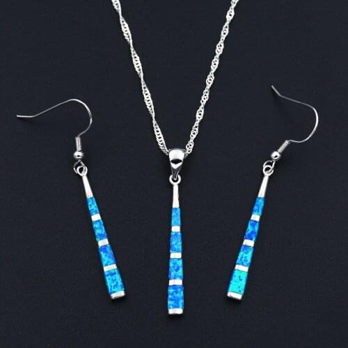 Noble blue fire opal jewelry sets for lady baseball bat design