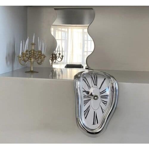 Retro Ins Style Creative Ornaments Twisted Clock Personalized Room Decoration Irregular Silent Melting Clock Curved Wall Clock