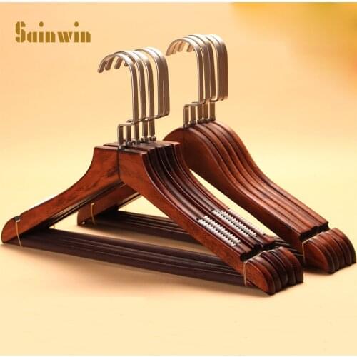 Sainwin 10pcs/lot 38cm/44cm wood hangers for clothes rack wood hanger