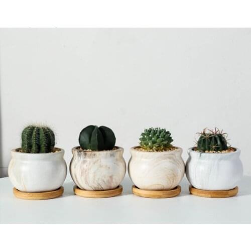 Home Garden Nordic New Ceramic Succulent Plant Pots Water Transfer Printing Home Gardening Ornaments Balcony Green Planting