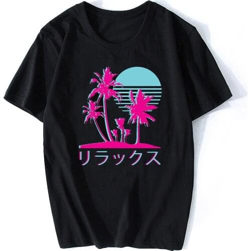 Vaporwave Aesthetic Retro Vintage Mens T-shirts Fashion Cool Design Men Cotton T-shirt Streetwear Punk Rock Aesthetic Clothes