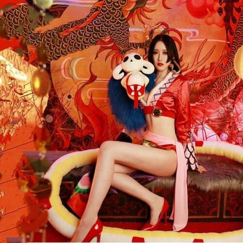 Hot Anime One Piece Cosplay Costume Boa Hancock Cos Women Girls Long Kimono Halloween Clothes Full Set 3In1(Cloak+Dress+Belt)