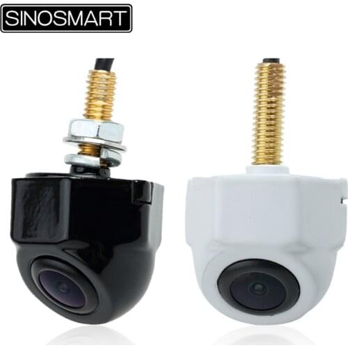 SINOSMART Universal Light Reverse Parking Camera with Six Angle Arc Design Shape Firm Installation Small Size Black Chrome