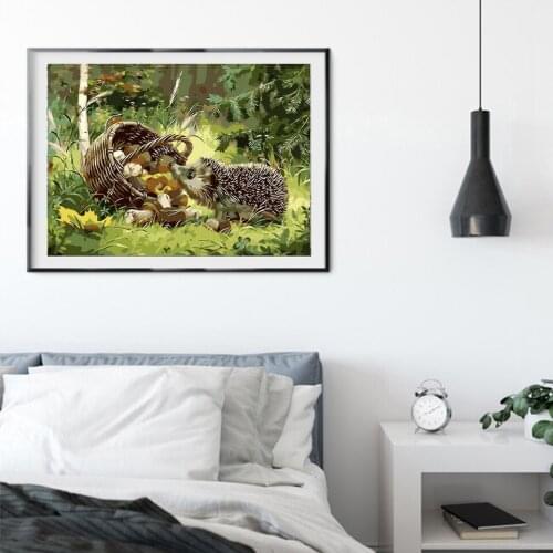 Oil Painting By Numbers "Hedgehog"Drawing on Canvas HandPainted Art Gift DIY Picture By Number Kits Wall Decor