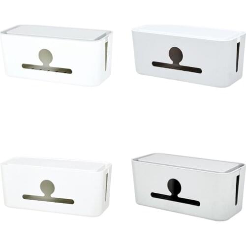 Cable Management Box Charger Socket Adapters Power Strips Wire Storage Case Hide Bin Desk Organizer with Phone Stand