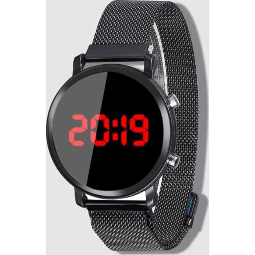 Round LED Watch Men Digital Watches Electronic Clock Men Wristwatch Stainless Steel Women Watches Female Watch Relogio Masculino