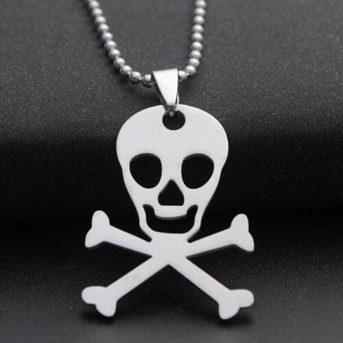 RONGQING 10pcs/lot Trendy Stainless Steel Men Necklaces Cool Skull Pendant Chain Necklace Punk Jewelry Style