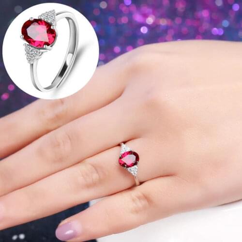 Trendy Blue Green Red Purple Crystal Wedding Rings for Women Open Adjustable Bridal Promise Engagement Ring Female Jewelry Gifts