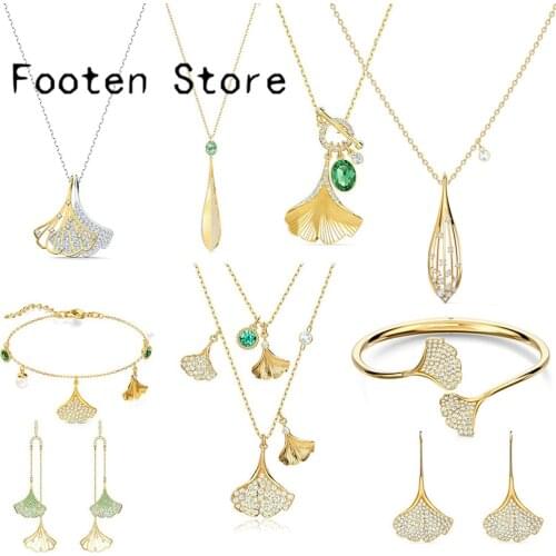 SWA Fashion Womens Jewelry STUNNING GINKO Leaves Series Drop Pendant Jewelry Set, Earrings, Necklaces Bracelets Romantic Gift