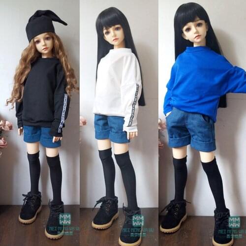 BJD doll clothes for 58-63cm 1/3 BJD SD doll fashion Sweatshirt, Denim Cuffed Shorts