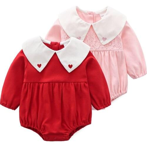 Newborn Baby Clothing Girls Summer Long Sleeved Cotton Climbing Rompers Infant Baby Bag Fart Lace Dress Pink Princess Jumpsuit