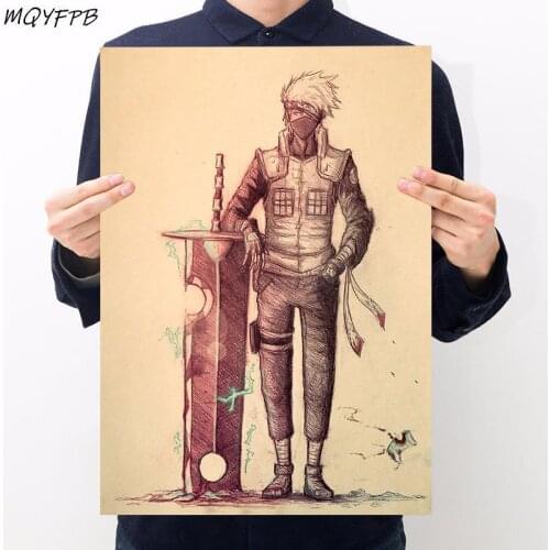 Japanese Anime Character Sketch Kraft Paper Poster Home Bedroom Wall Decoration Painting Core 50.5x35cm
