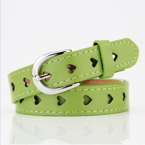 Bright Color Heart-shaped Hole Decorative Belt for Women D-shaped Horseshoe Buckle Casual Waistband for Pants Jeans Dress