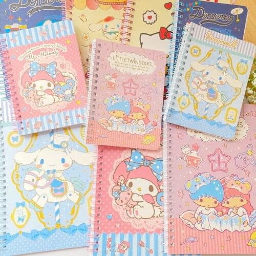 Sanrio hello kitty Notepad Melody Gemini Book Cute Notebook Cartoon Coil Color Page Portable Notepad