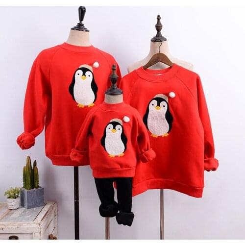 Family clothes Christmas penguin Sweater Shirt Clothes New Year Matching Outfits Father Mother Son Daughter Mom Me Kid Winter
