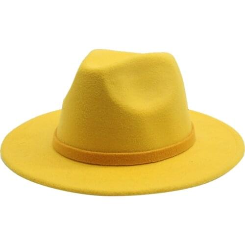 Women hats winter autumn fall wide brim felted fedora hat solid simple band vintage formal wedding church new winter women hats