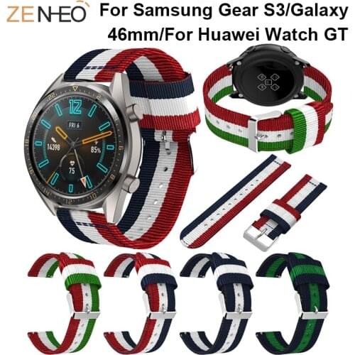 Nylon Wrist Strap For Huawei Watch GT Band for Samsung Gear S3 Frontier Classic Replacement Bracelet For Amazfit Stratos 2/2S