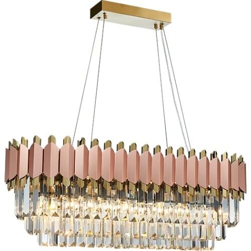 Art Deco LED Crystal Stainless Steel Rose Gold Oval Pendant Lights.Pendant light Suspension Luminaire Lampen For Dinning Room