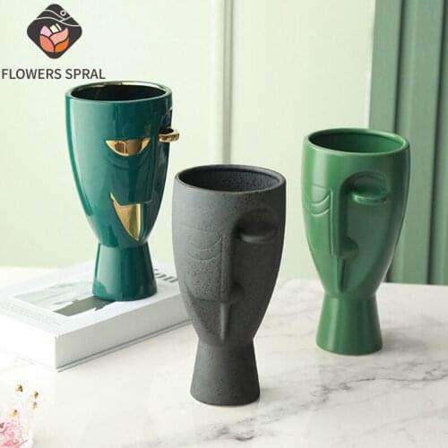 Nordic Vase Human Face Creative Home Living Room Bedroom Study Art Flower Arrangement Decoration Christmas Birthday Fun Gift