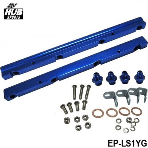 For GM LS6 LS1 Top feed Injector Fuel Rail Turbo Kit Blue Aluminium Billet HQ Jdm HU-LS1YG