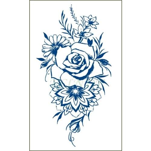 Waterproof Temporary Juice Tattoo Sticker Rose Flowers Lasting Tattoos Flash Tatoo Fake Tatto Body Art for Men Women