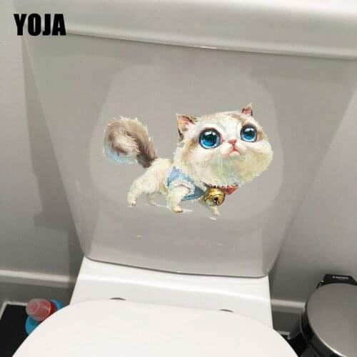 YOJA 21.2*14.7CM Watercolor Cat Home Decoration Wall Decals Cartoon Art Toilet Sticker T1-0204
